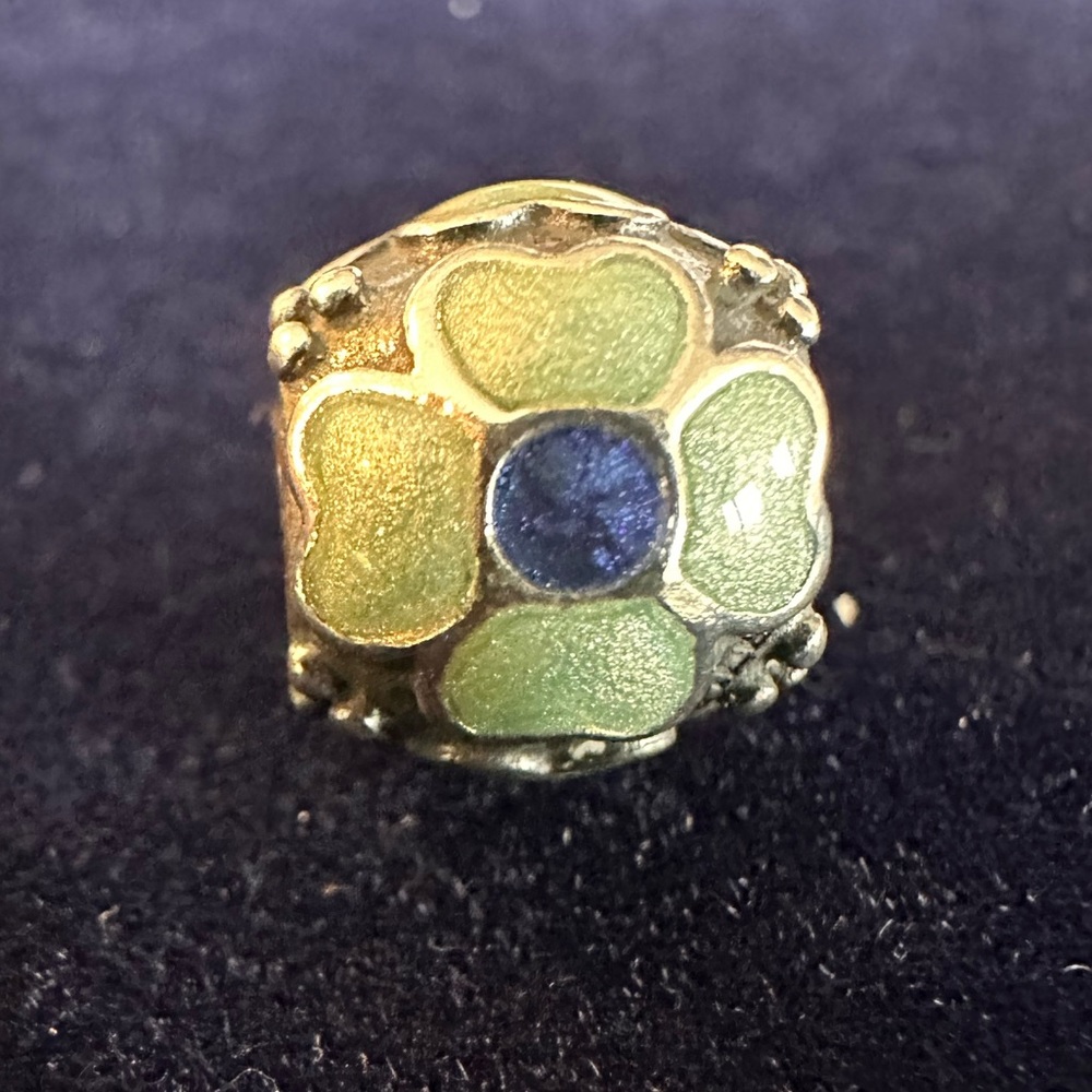 Pandora Blue-Green Daisy Charm Retired